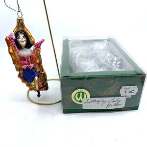 Vintage Whitehurst 6" Art Glass Butterfly Lady Dancer Cocoon Ornament Handblown